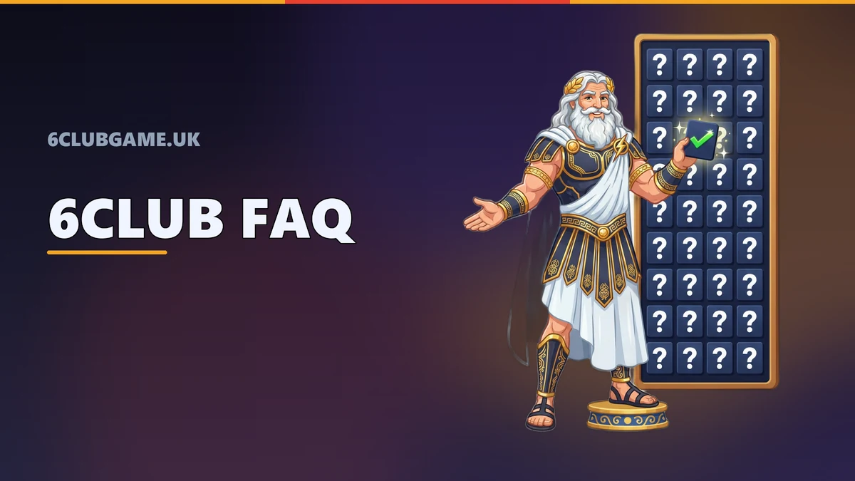 6Club mascot flipping question marks into answers on a help board