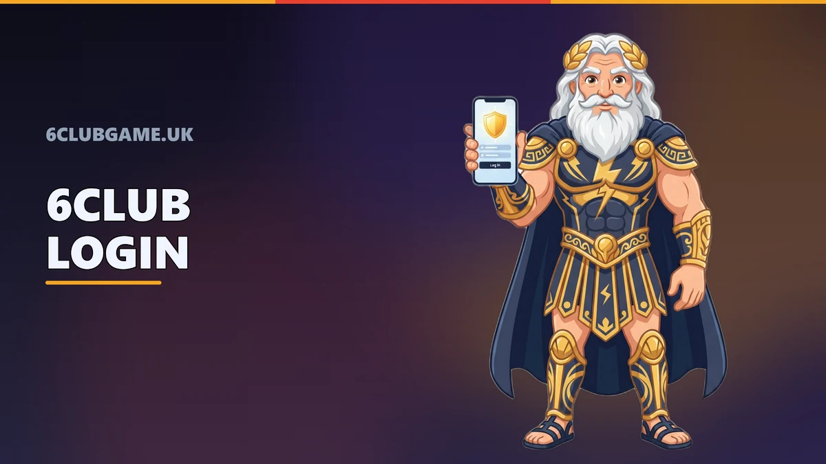 6Club login guide mascot holding a phone with an OTP shield