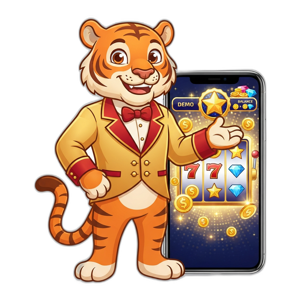 6Club lottery mascot showing the free practice demo on a phone