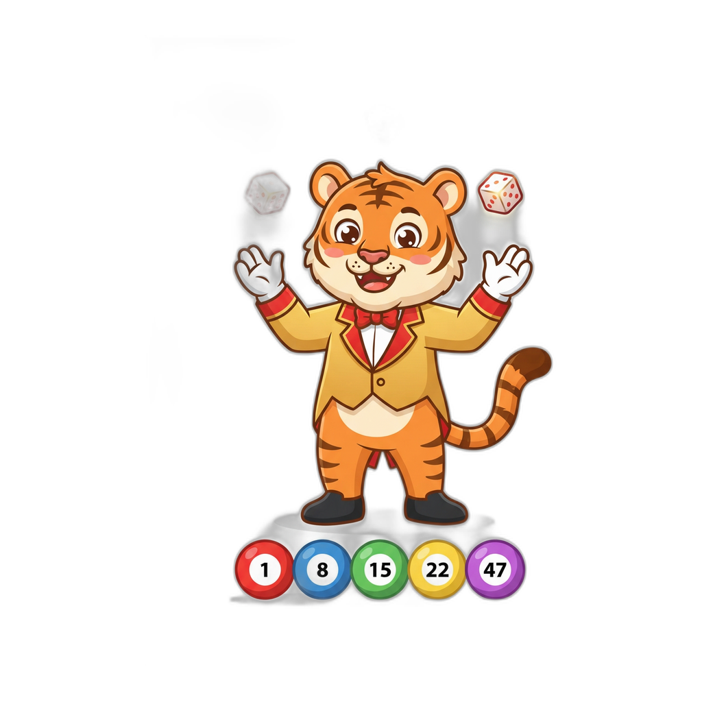 6Club lottery mascot with K3 dice and 5D number balls
