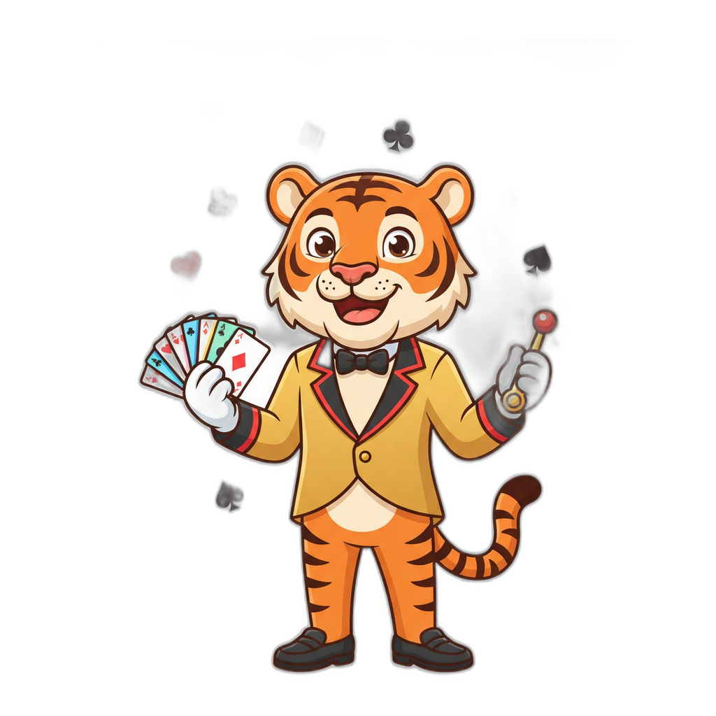 Mascot holding rummy cards and a slot lever, showing the Yono games style