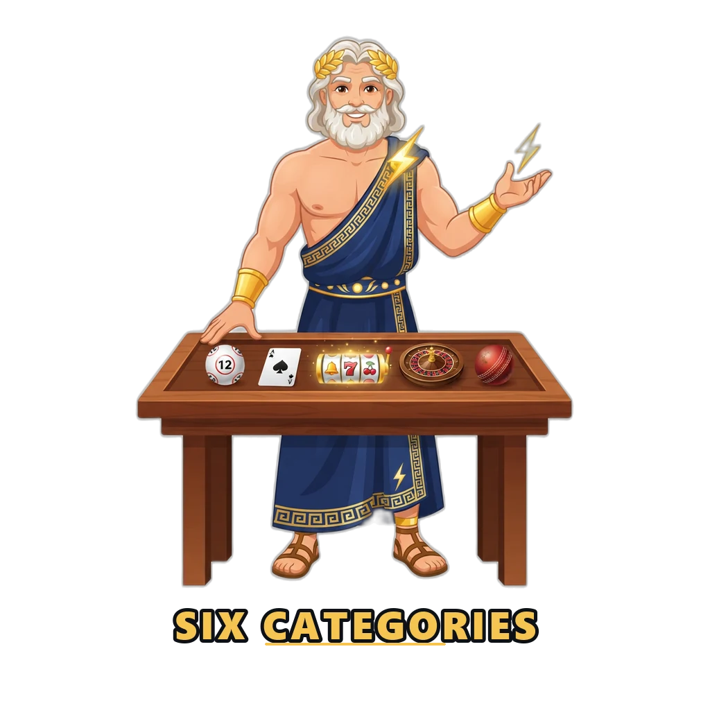 The six game categories available on the platform