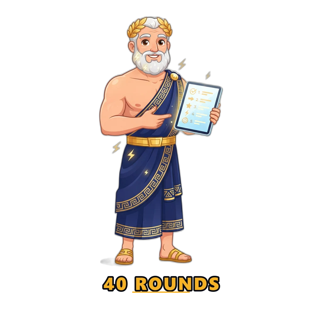 Zeus mascot showing the practice routine for the 92 Game demo