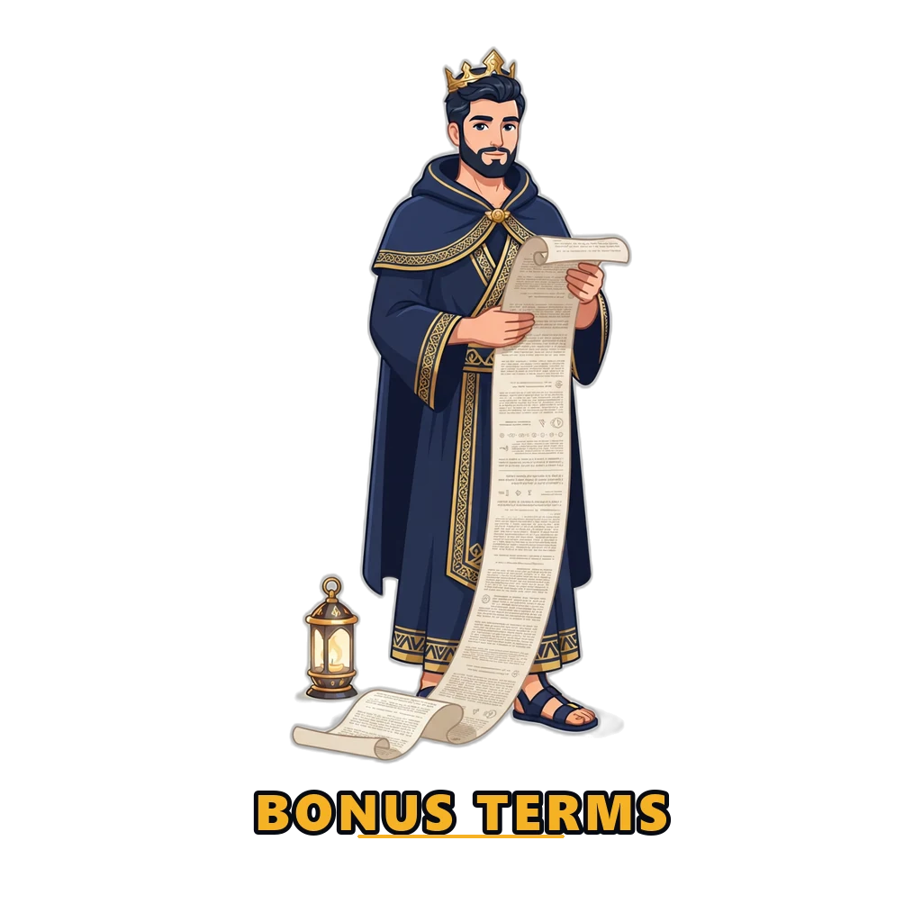 Hades mascot reading the long fine print behind a welcome bonus