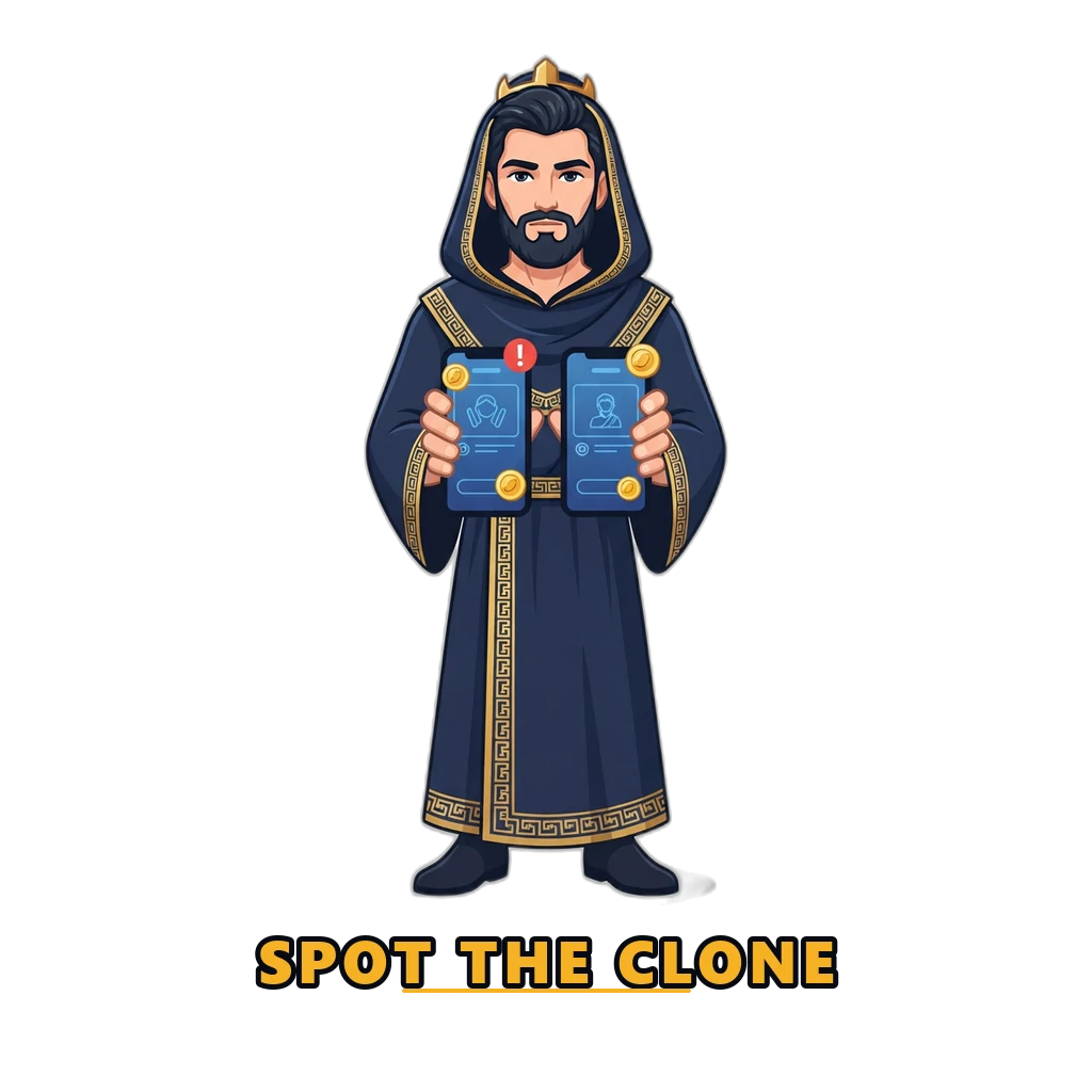Hades mascot comparing a real site with a clone that copies its branding exactly