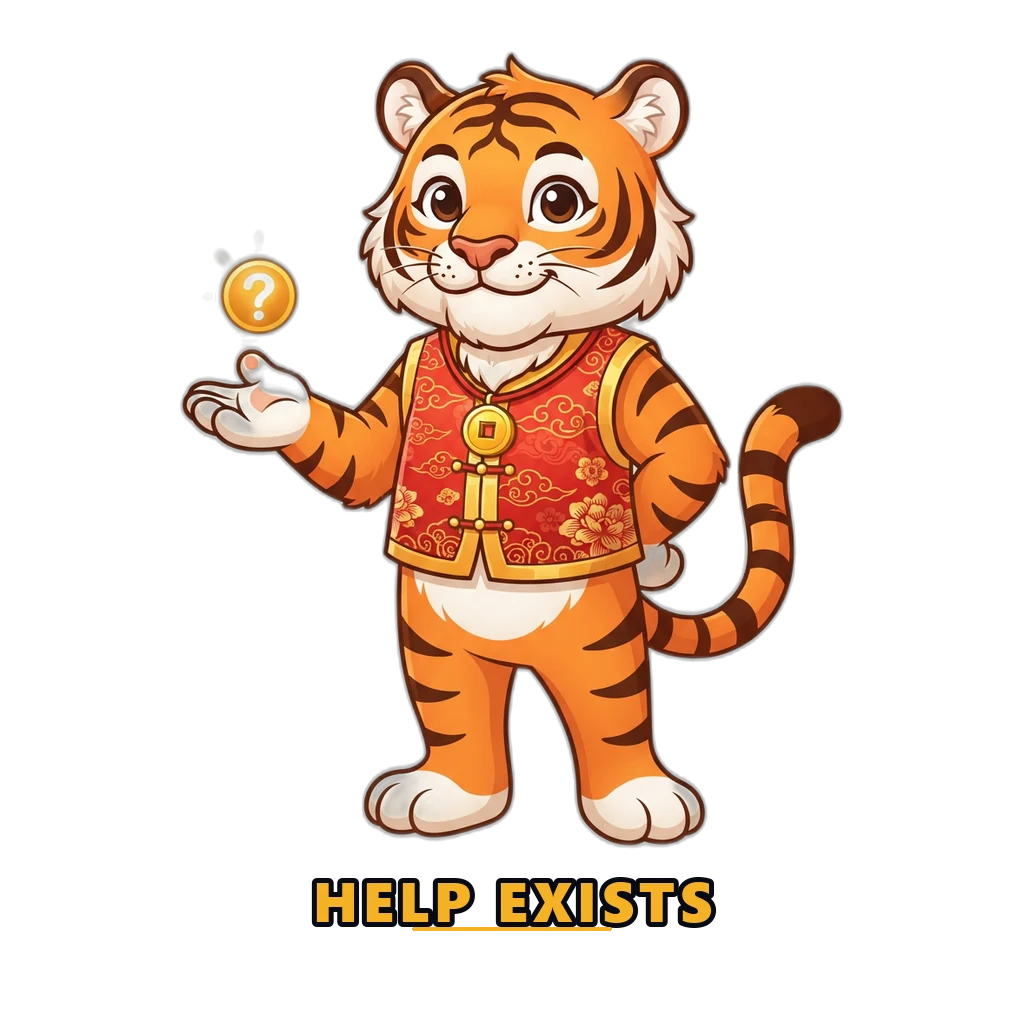 Fortune Tiger mascot offering a helping hand for gambling support