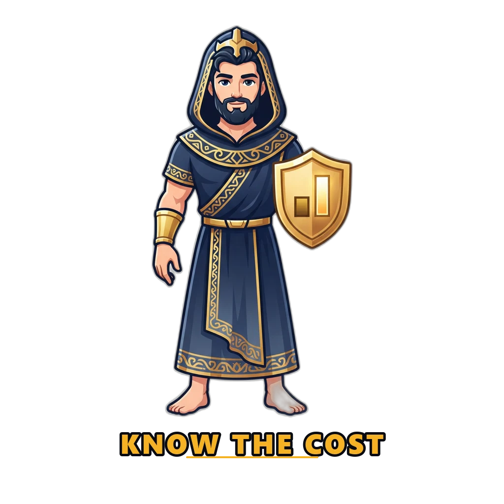 Hades mascot showing the hourly cost of chasing violet on Wingo