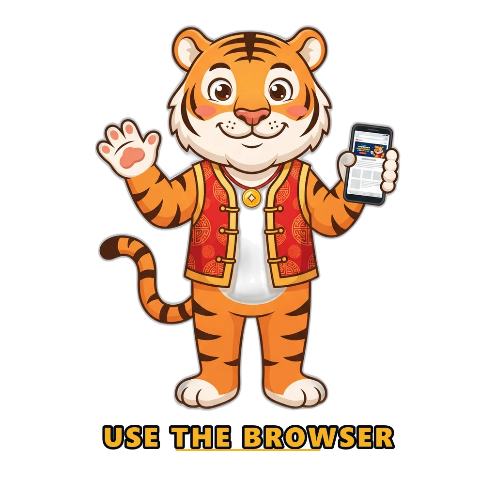 Mascot showing the mobile browser as the safer alternative to a 92 Game apk