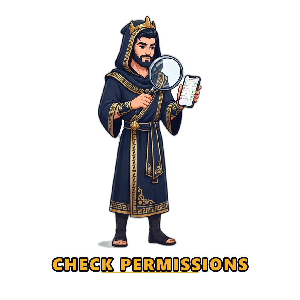 Mascot reviewing app permissions after installing a 92 Game apk
