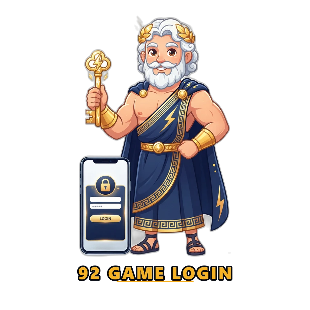 Mascot with a golden key illustrating the 92 Game login guide