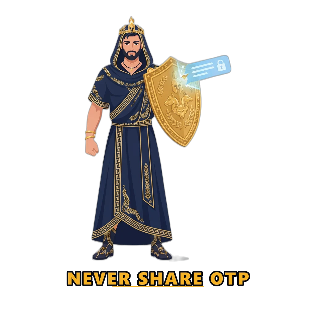 Mascot blocking a fake OTP request in a 92 Game payment scam warning