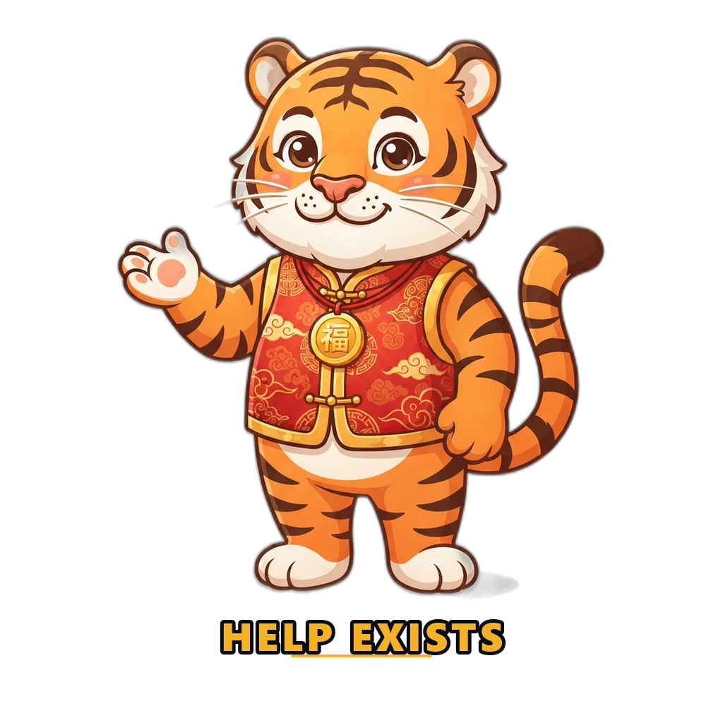 Mascot offering support, illustrating help for gambling-related problems