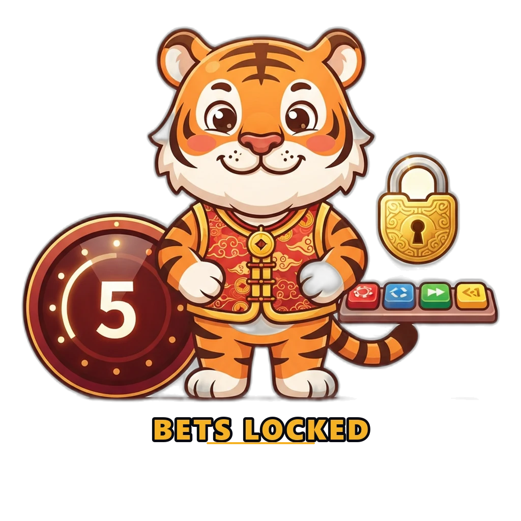 Mascot showing the betting lock in the final seconds of a Wingo 1 minute round