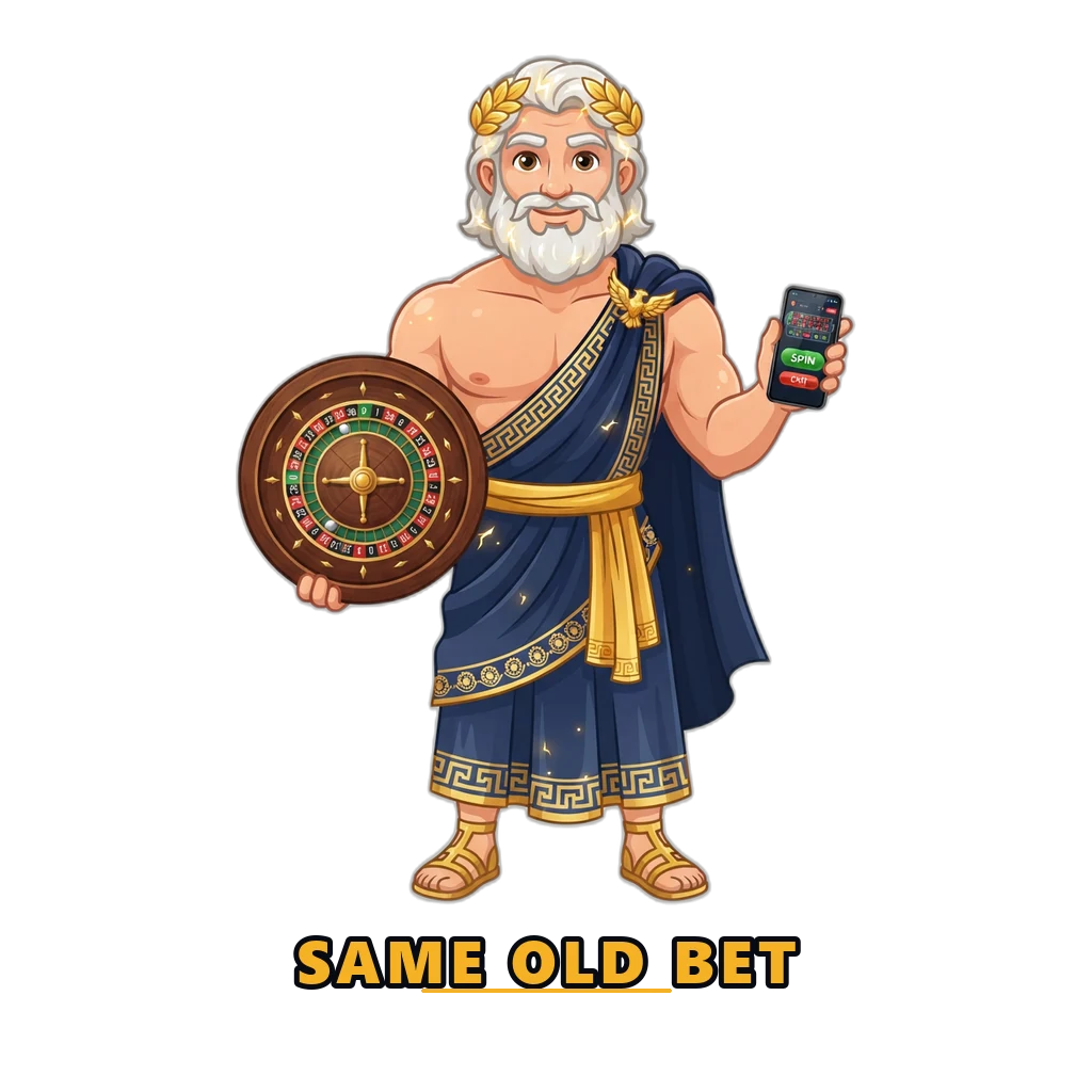 Mascot comparing a roulette wheel with a mobile colour prediction game