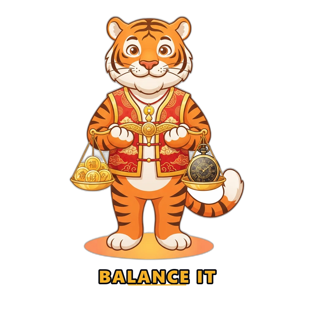 Paisay aur waqt ka balance — responsible gaming ka tiger mascot visual
