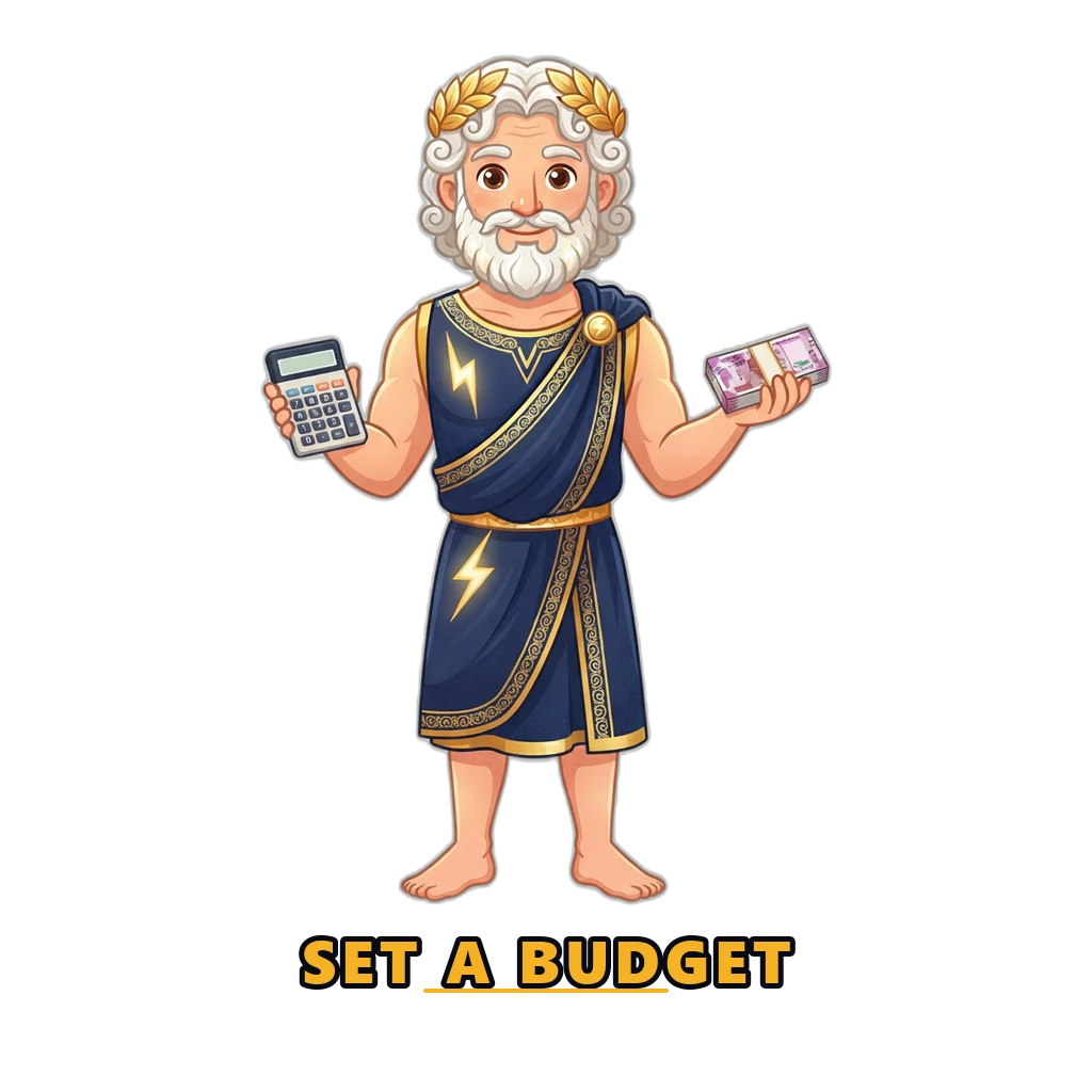 Responsible gaming ke liye monthly PKR budget plan karte hue zeus mascot