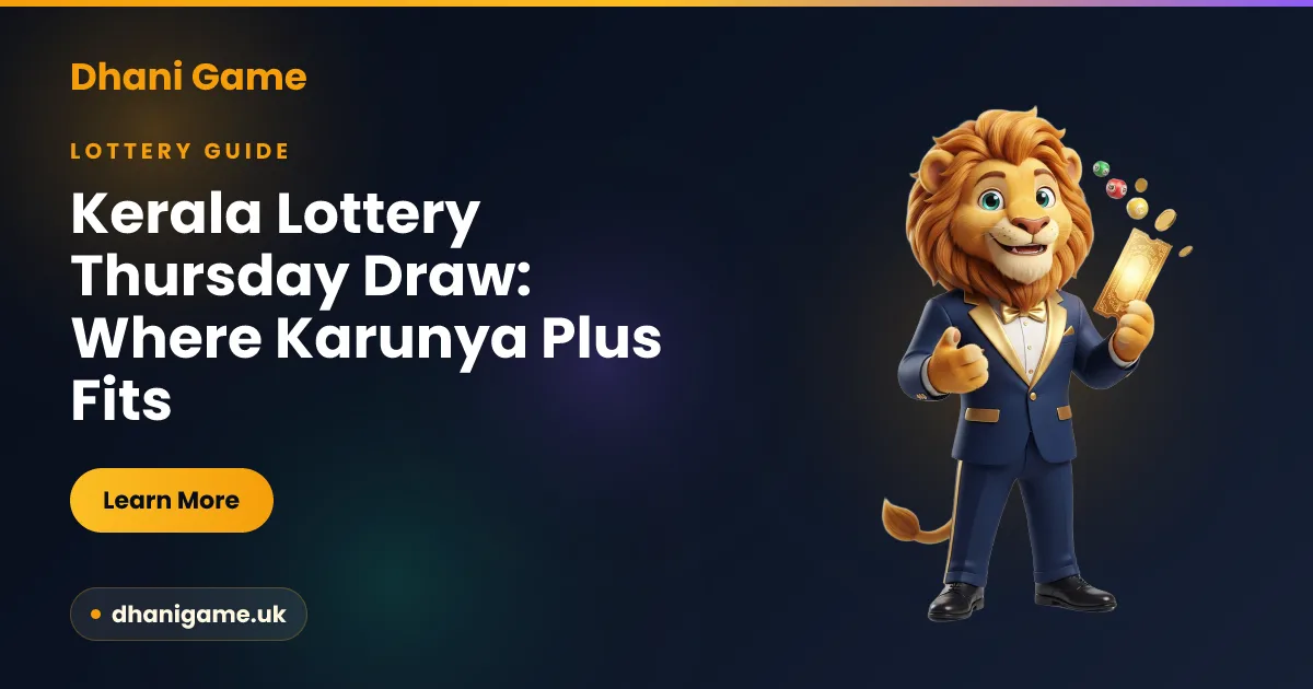 Kerala State Lottery Thursday draw guide from Dhani Game showing where the Karunya Plus KN scheme sits in the week