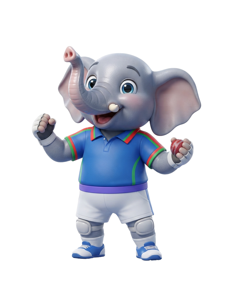 Mascot enjoying an instant color game during a cricket break