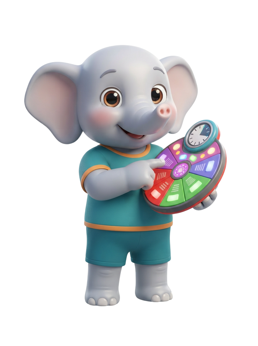 Mascot placing a lucky number on a color prediction round