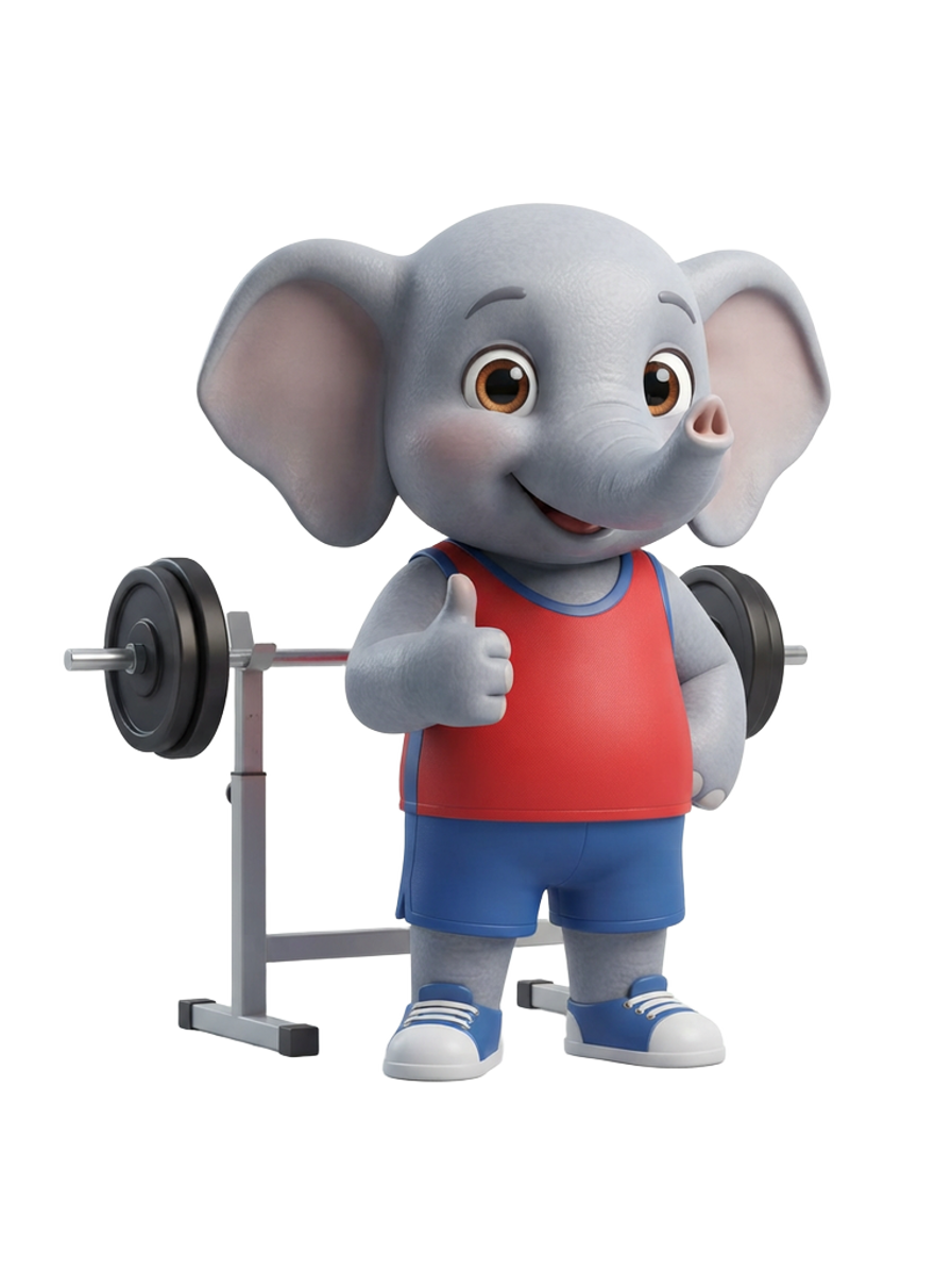Mascot explaining how snatch and clean and jerk combine into a weightlifting total