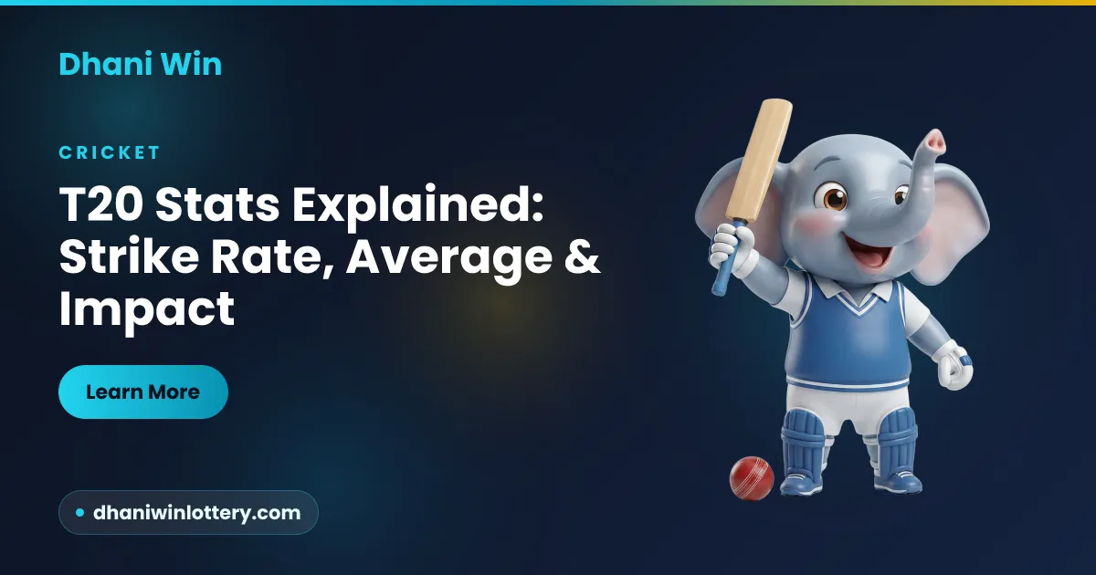 T20 cricket statistics explained — strike rate, batting average, economy rate and impact shown on a scorecard