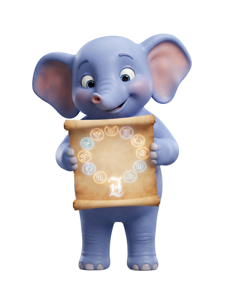 Mascot reading today's lucky number by rashi from a rashifal chart