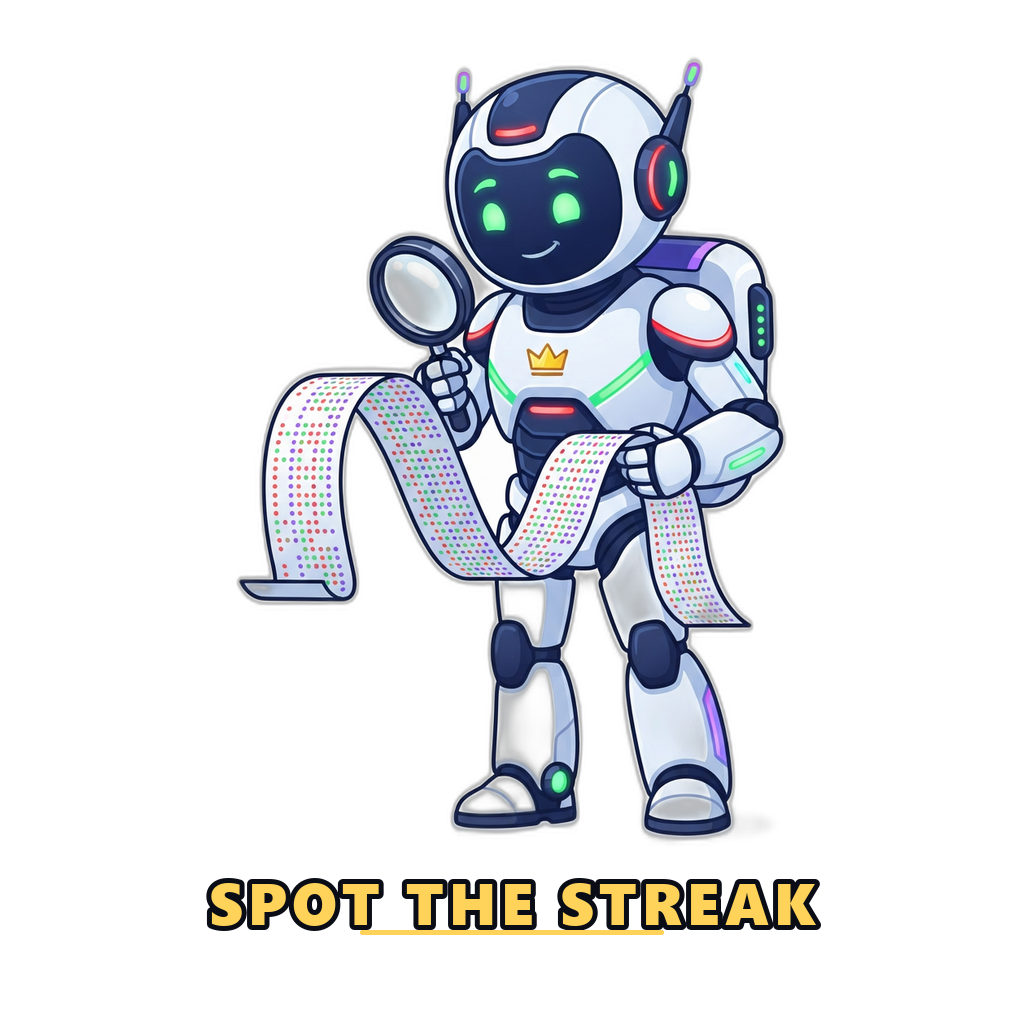 Reading streaks on a color prediction game history chart