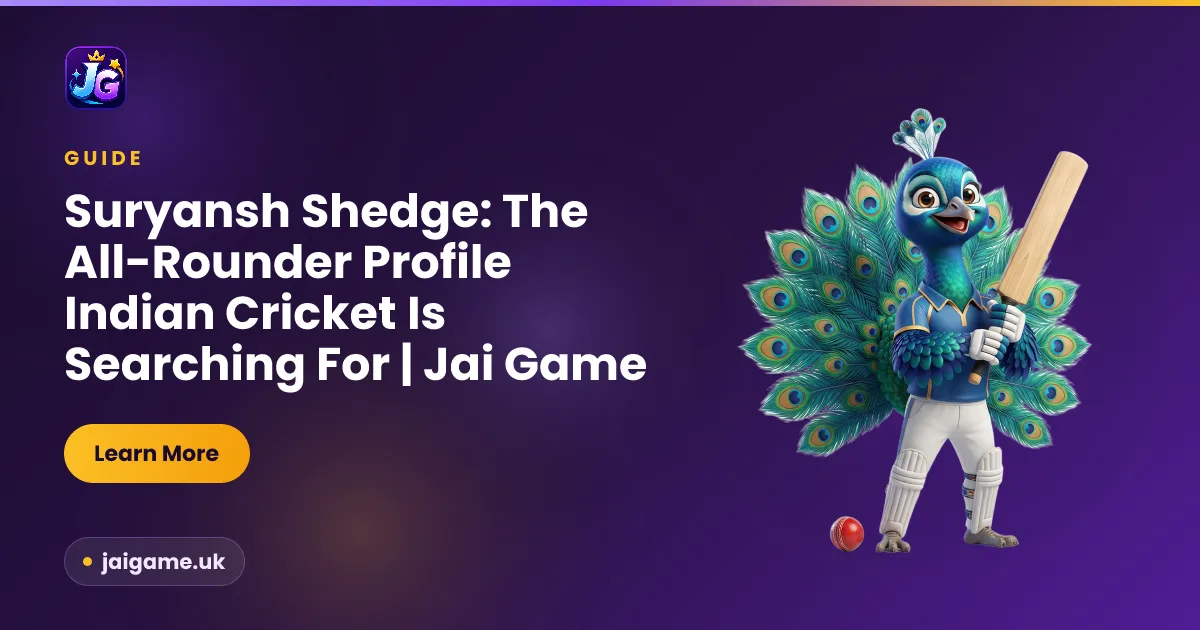 Suryansh Shedge all-rounder profile — a young Indian cricketer batting in the death overs of a floodlit T20 match
