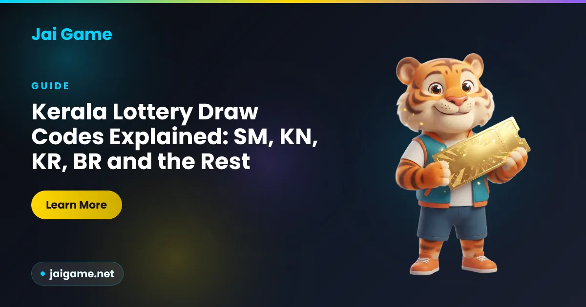 Reference chart of Kerala State Lottery scheme codes and draw numbering, illustrated for Jai Game readers