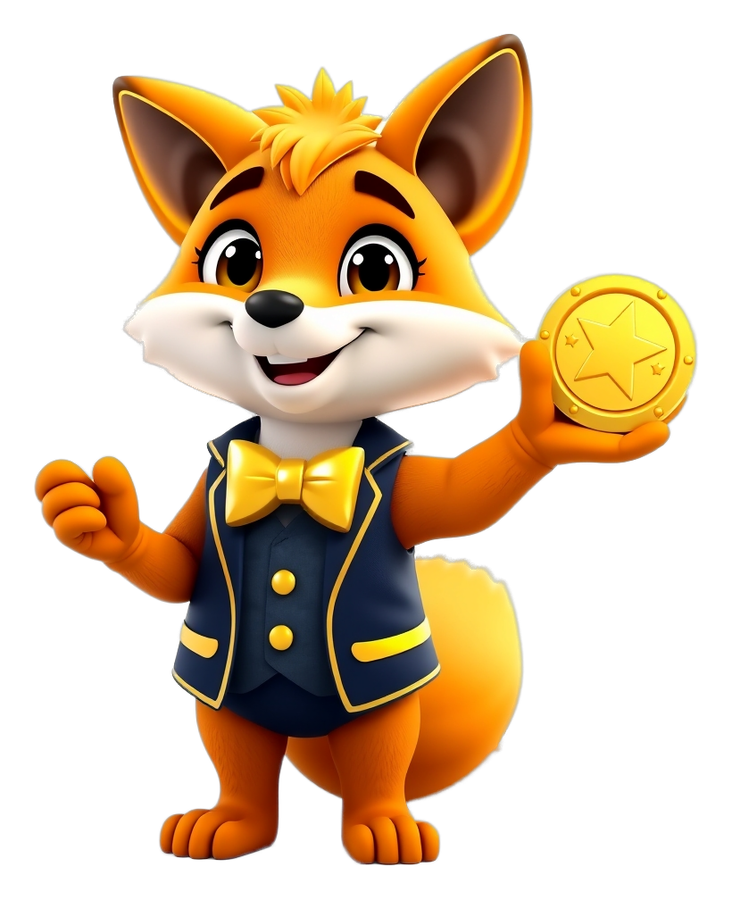 Lottery Game Bonus mascot holding a free no-deposit reward coin