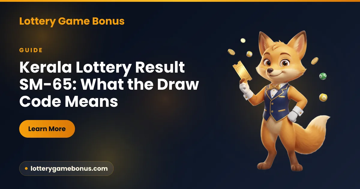 Kerala lottery result SM-65 explained — what the SM ticket code and the draw number mean, and how to look up a result by code, a guide from Lottery Game Bonus