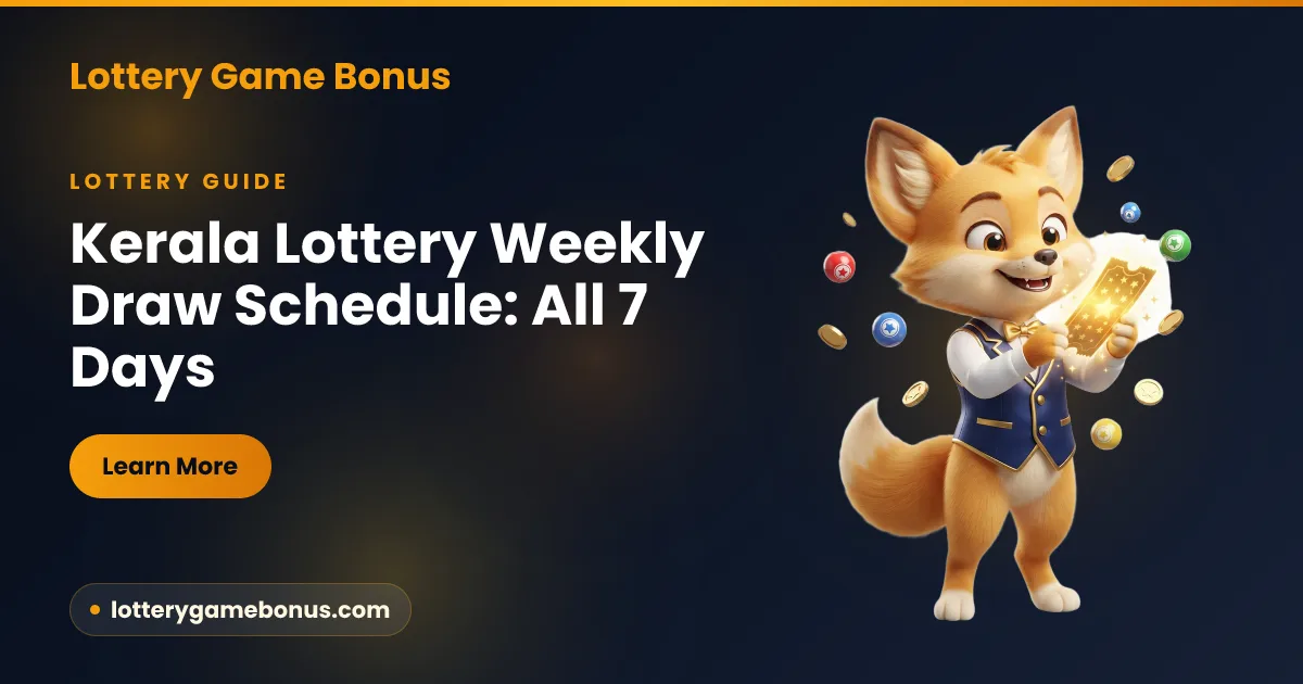 Kerala lottery weekly draw schedule — the seven daily Kerala lottery tickets and their afternoon result window, from Lottery Game Bonus