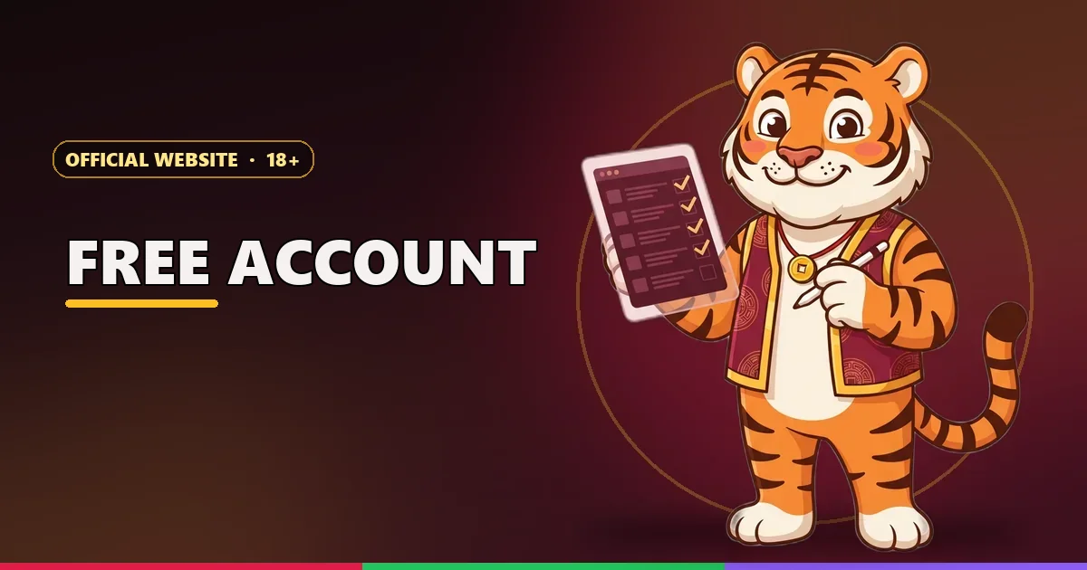 Lucky tiger mascot ticking a checklist for a free Raxi Win account
