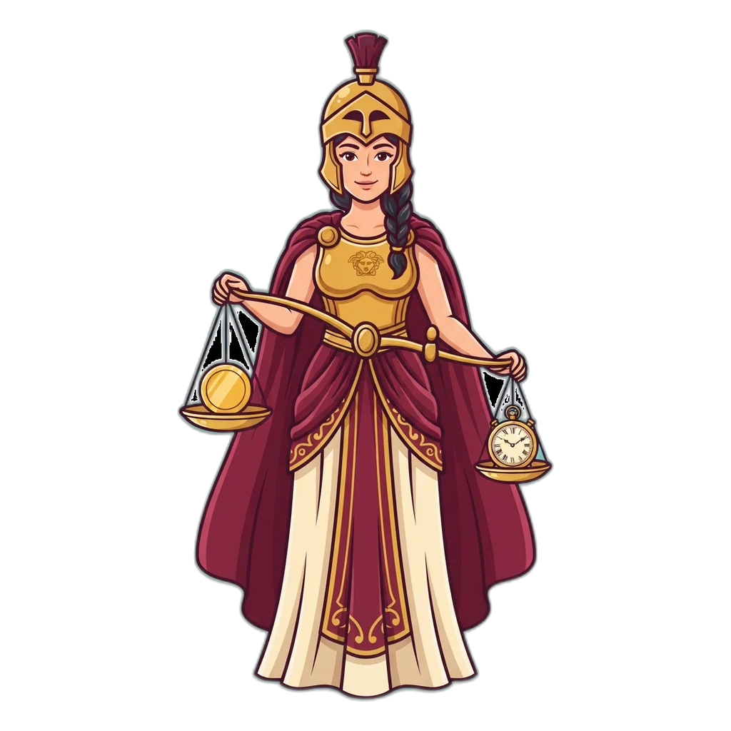 Athena holding a scale with one ball against nine: the 1 in 10 chance of an exact Raxi Win Lottery number