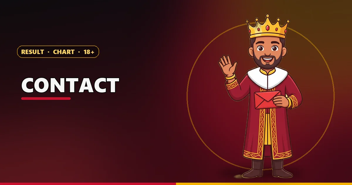 Cartoon king mascot waving with an envelope for the Contact page