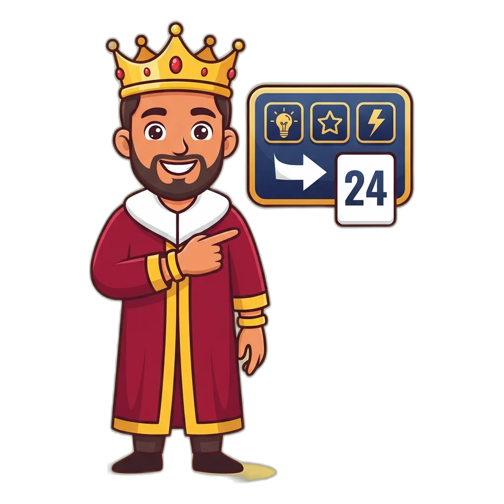 Cartoon king mascot beside a signboard showing the bazar, bajar and bazaar spellings of Delhi Bazar