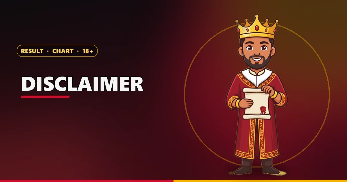 Cartoon king mascot holding a sealed scroll for the Satta King Ultra Fast disclaimer