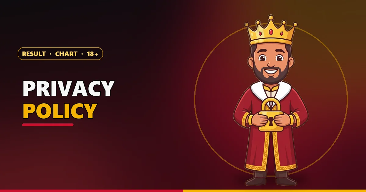 Cartoon king mascot holding a gold padlock for the privacy policy