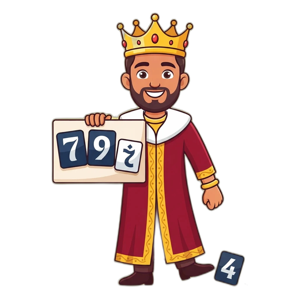 Cartoon king mascot holding Gali and Disawar chart tiles while a separate Gali Disawar Mix tile sits apart