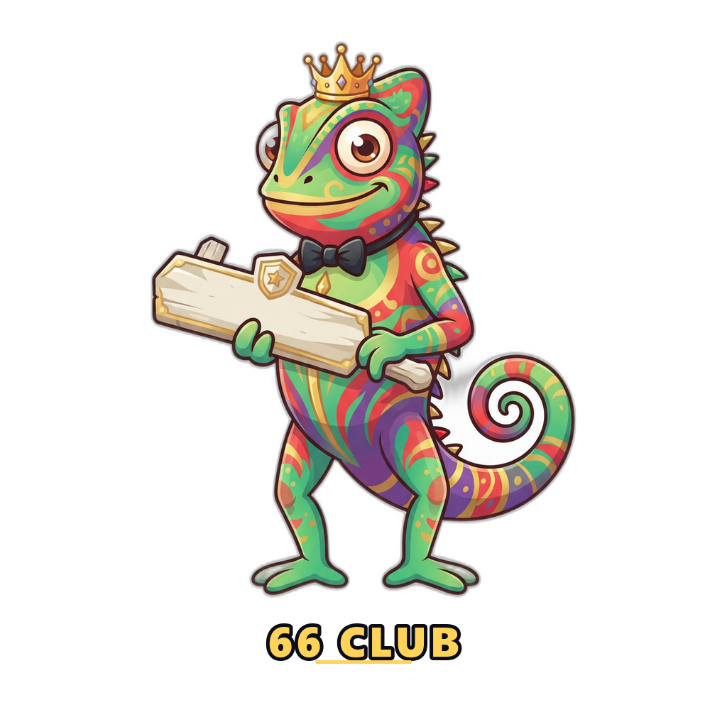 Friendly mascot holding a club signboard