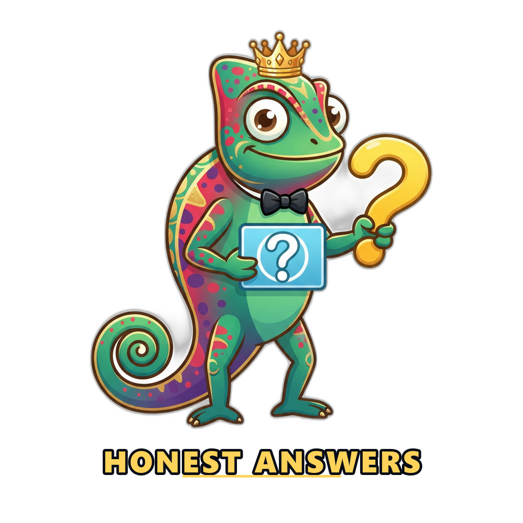 Helpful mascot holding a question mark