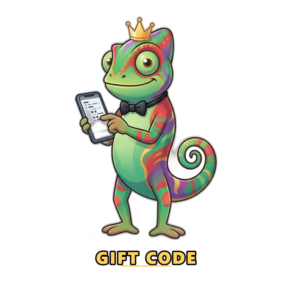 Mascot entering a gift code into a phone