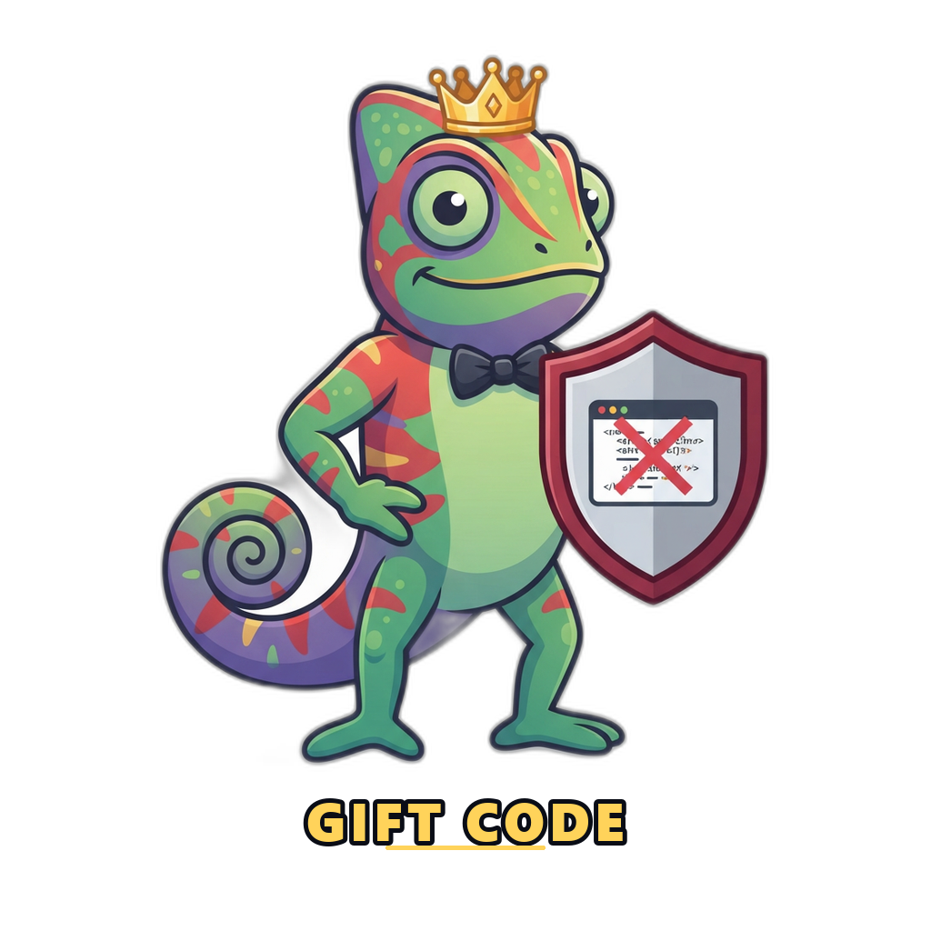 Mascot holding a shield warning against a fake code page