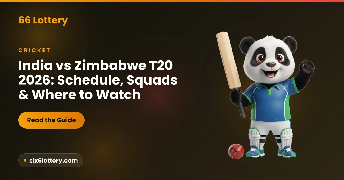 India vs Zimbabwe T20 2026 illustration: two cricket jerseys, a stadium and a fixtures board with a 'confirm official schedule' note