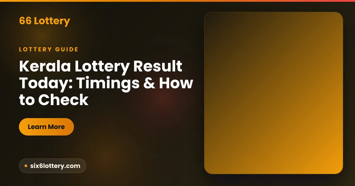 Kerala lottery result today illustration: a Kerala State Lottery ticket beside a clock showing the afternoon draw time and a stylised Kerala state outline
