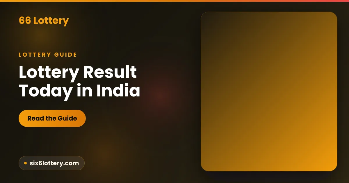 Lottery result today in India illustration: a results board with a clock and an outline map of India, next to the 66 Lottery instant Wingo game
