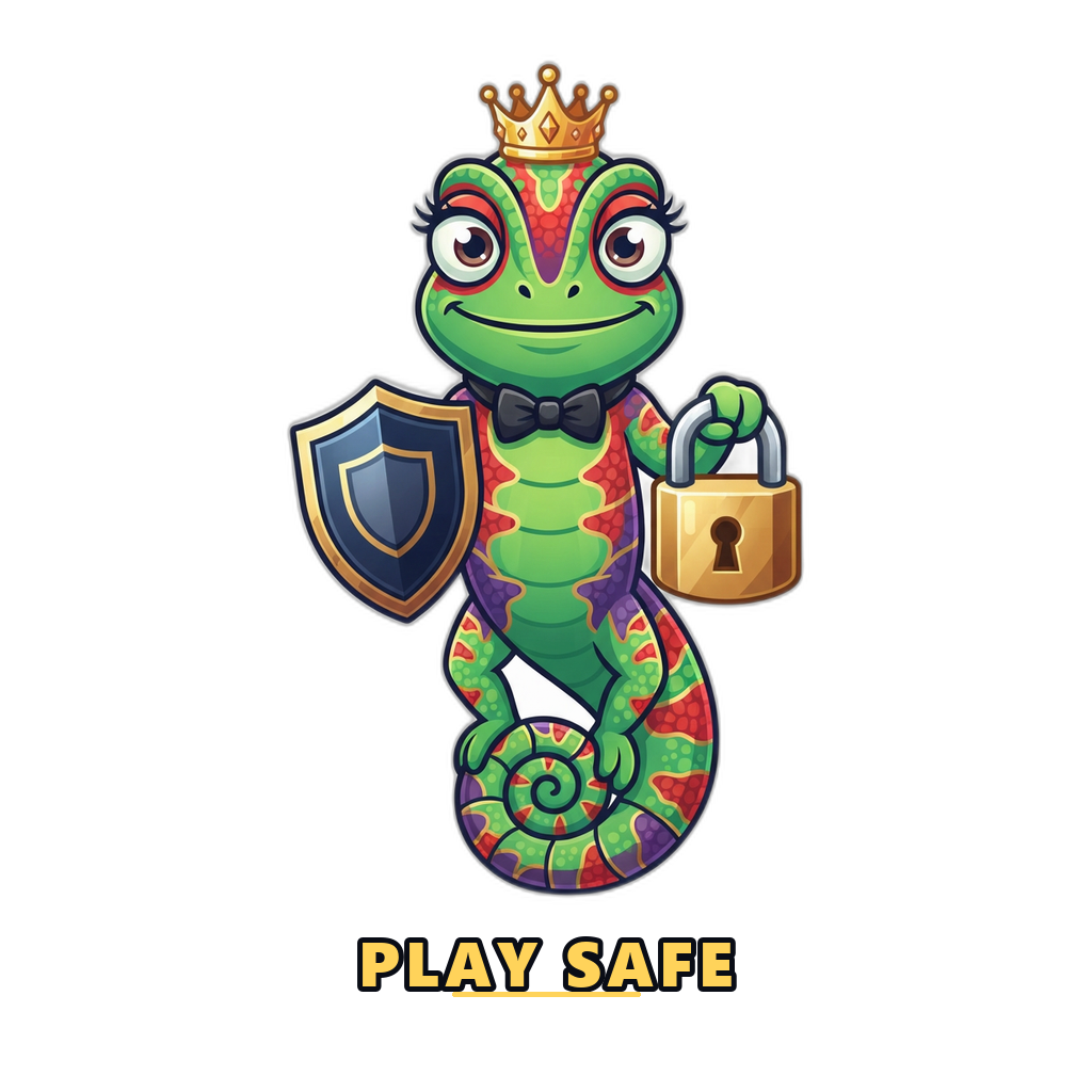 Mascot holding a shield and padlock