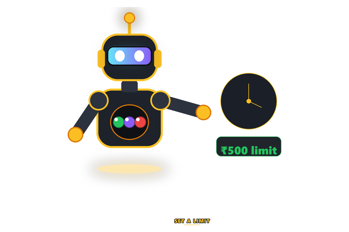 Responsible gaming reminder showing time and spending limits being set