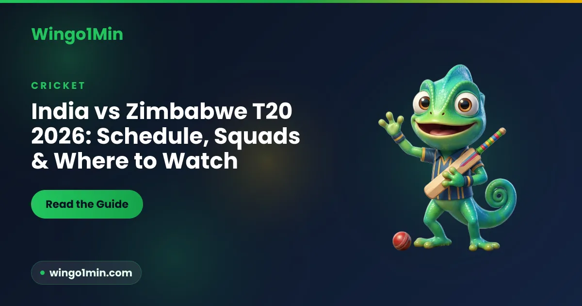 India and Zimbabwe T20 cricket fan guide graphic with a stadium and scoreboard