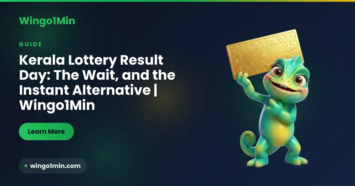 Weekly paper lottery ticket on one side and a phone showing a one-minute game timer on the other